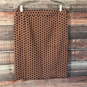 Ann Taylor LOFT Size 4 Brown Black Polka Dot Pencil Skirt